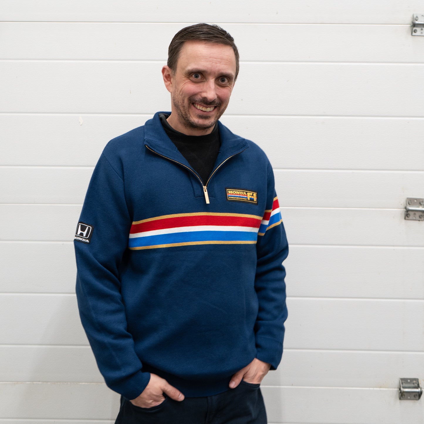 1986 Honda F1 Team 1/4-Zip Sweater (Blue) - Honda Vintage Culture