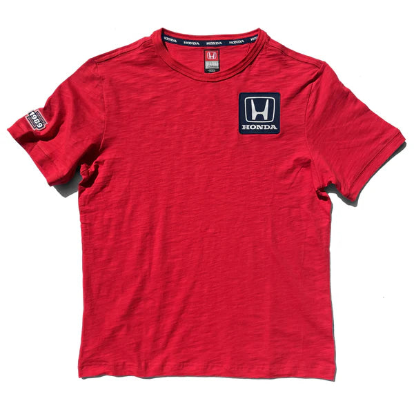 Red t-shirt with Honda logo on a white background