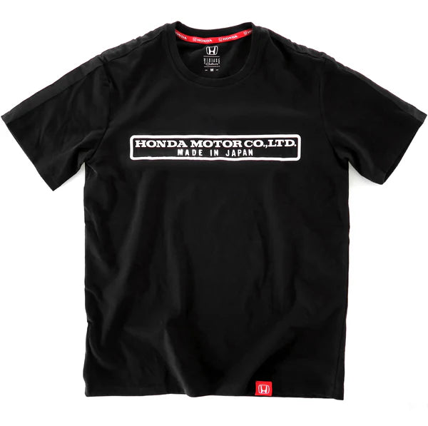 Black t-shirt with Honda Motor Co., Ltd. logo on a white background