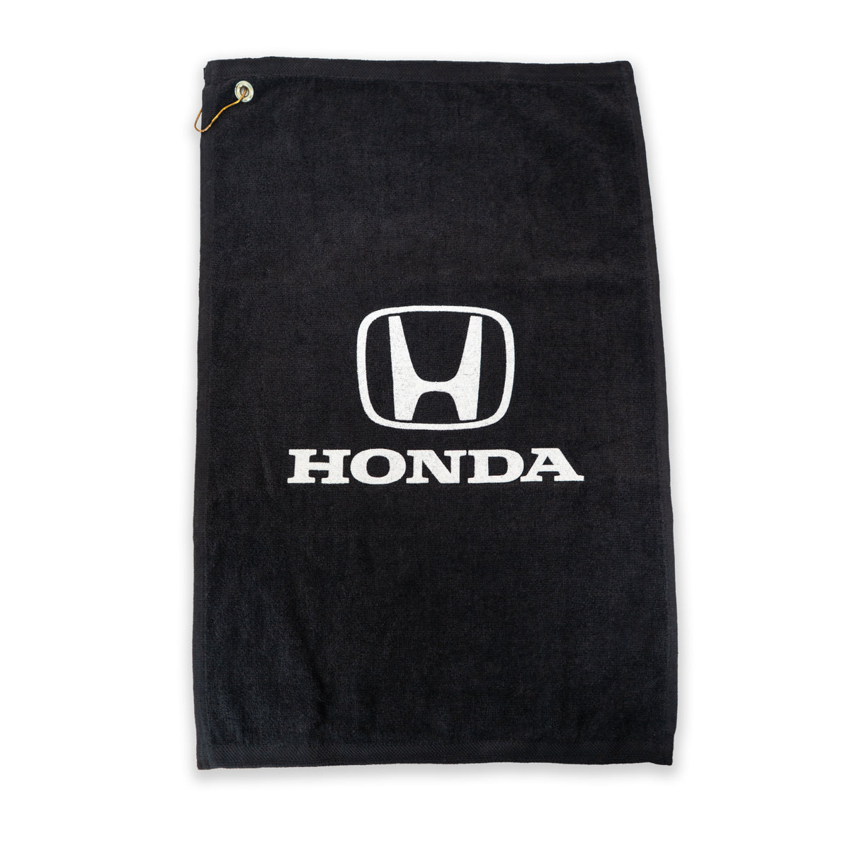 Black towel with Honda logo on a white background