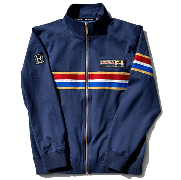 Navy blue jacket with Honda and F1 logos on a white background