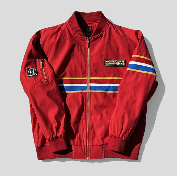 Red jacket with Honda logo on a light gray background