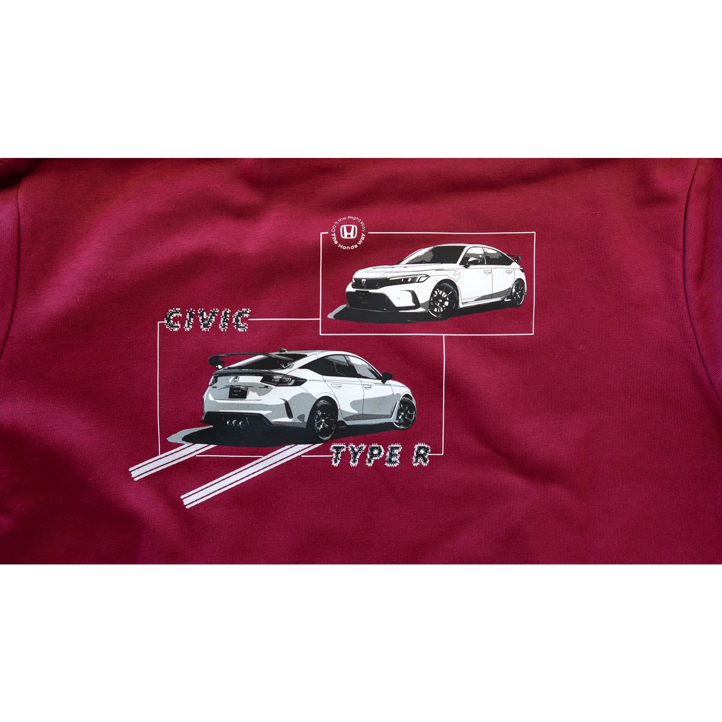 Carnidal sweatshirt with Honda Civic Type R graphic on a white background