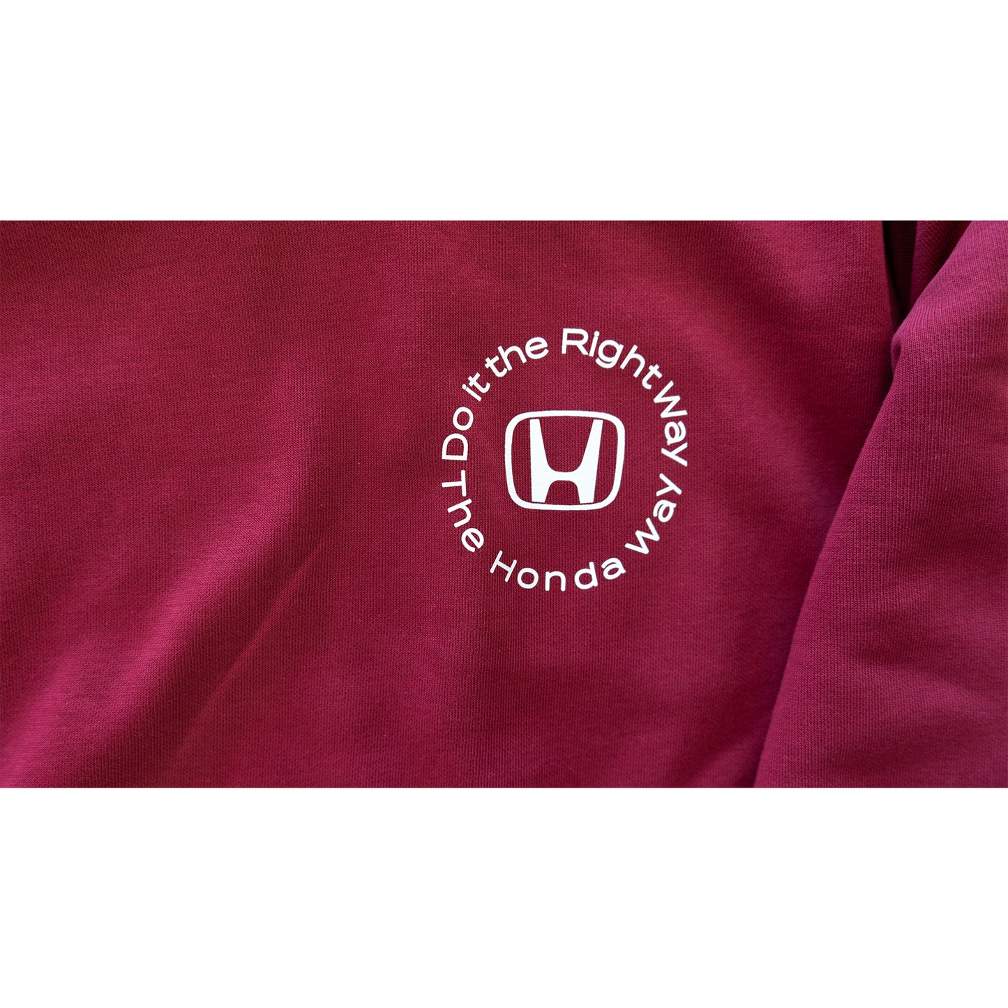 Cardinal Hoodie with white Honda Way logo and text on a white background