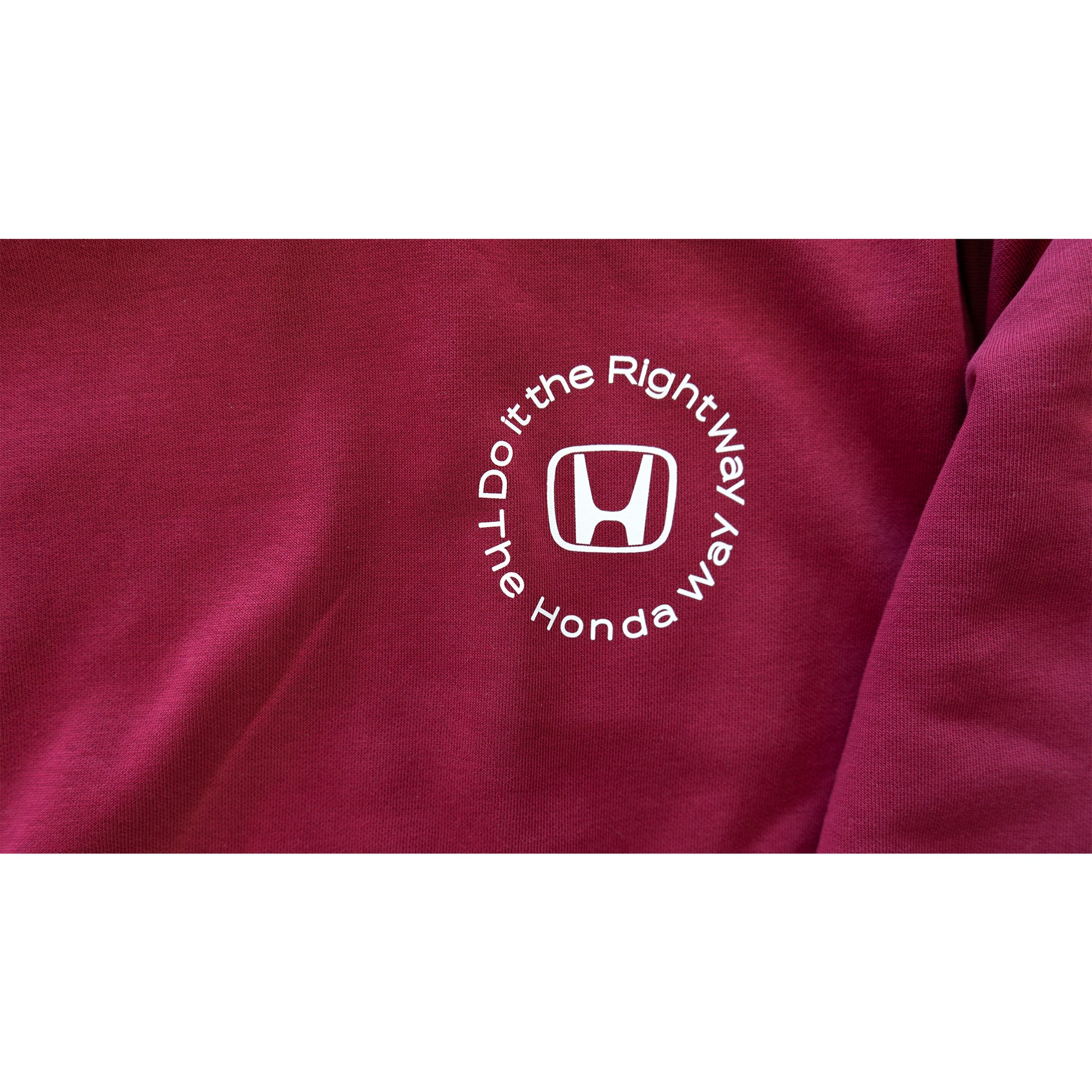 Cardinal Hoodie with white Honda Way logo and text on a white background