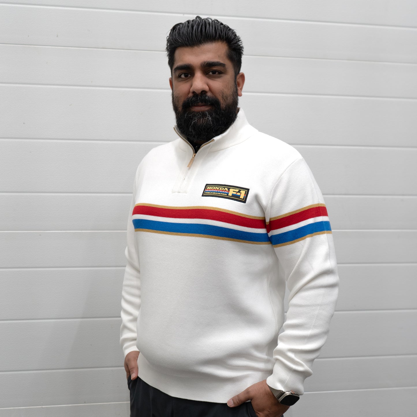 1986 Honda F1 Team 1/4-Zip Sweater (White) - Honda Vintage Culture