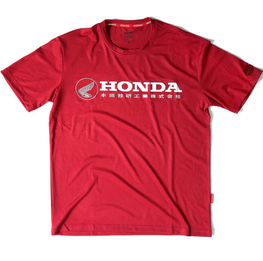 Red t-shirt with Honda logo on a white background