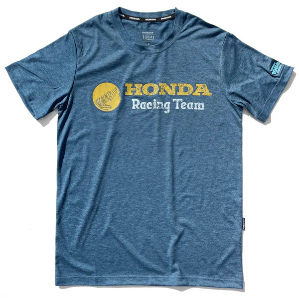 Blue t-shirt with Honda Racing Team logo on a white background