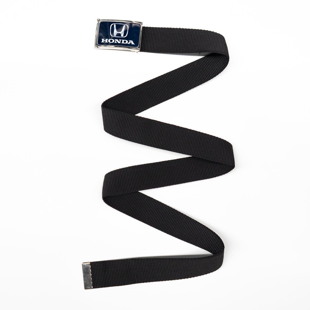 Honda FCG Black Silver Chrome Buckle Web Belt - Black Webbing - Buckle-Down