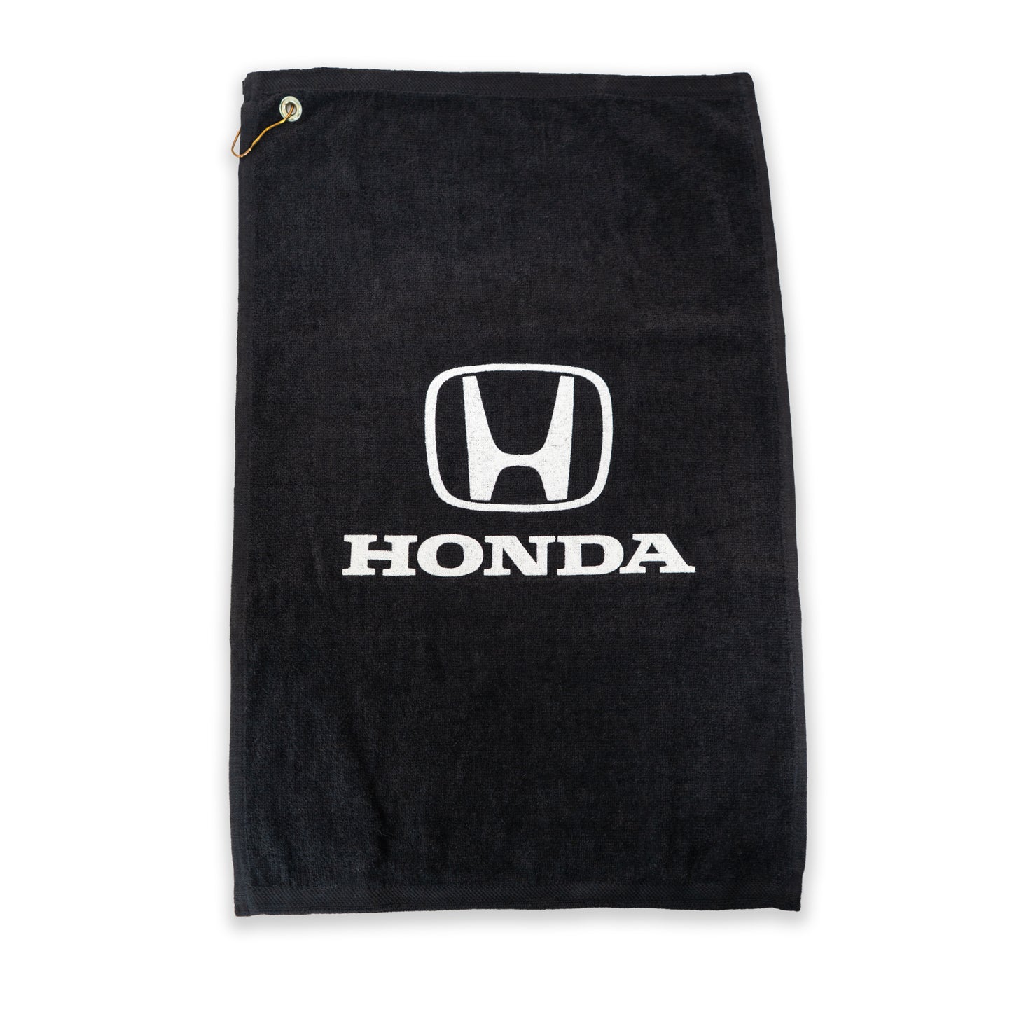 Black towel with Honda logo on a white background