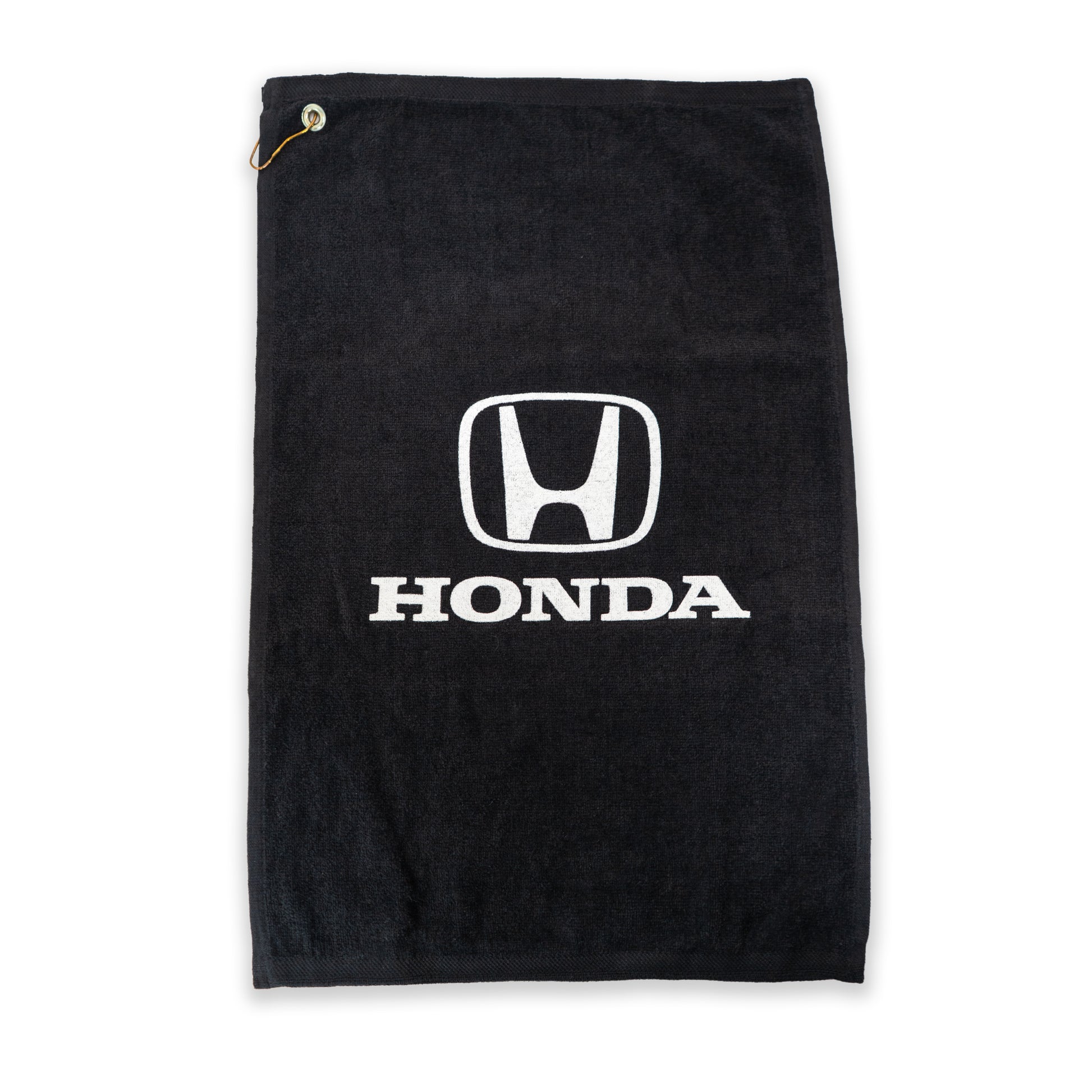 Black towel with Honda logo on a white background