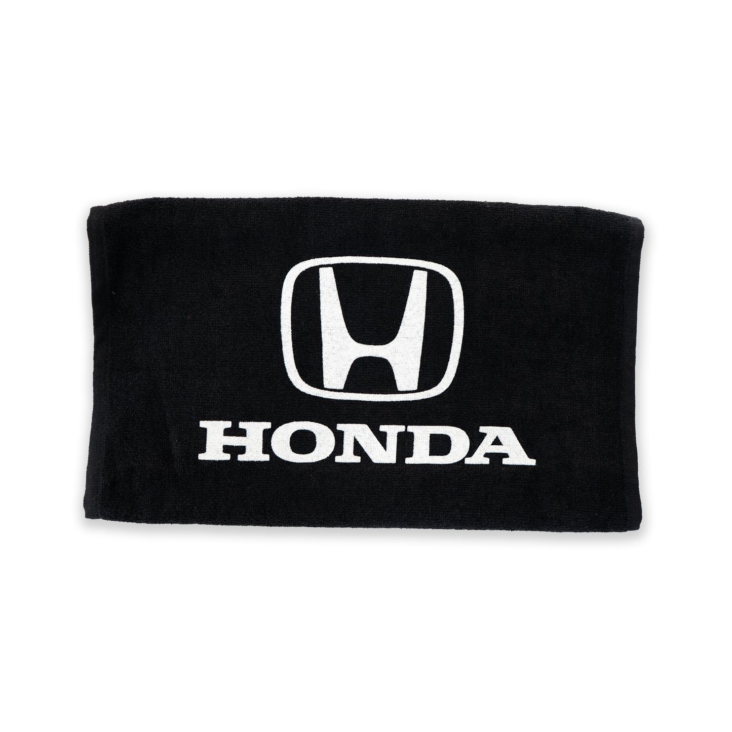 Black towel with Honda logo on a white background