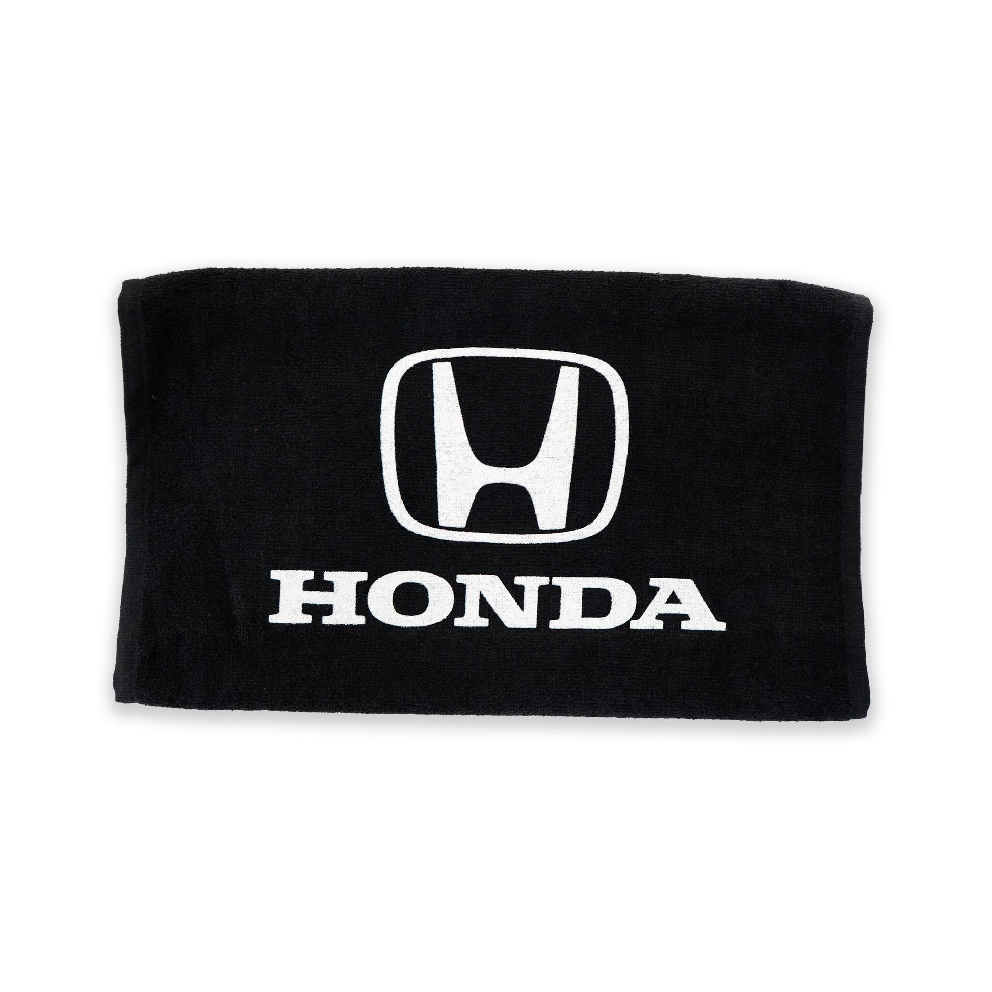 Black towel with Honda logo on a white background