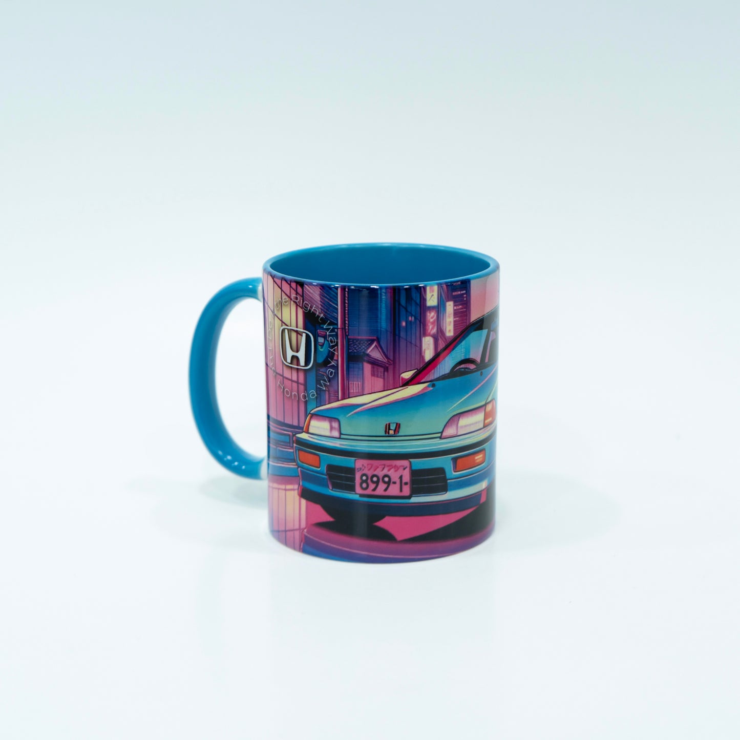 Mug with a car design on a white background