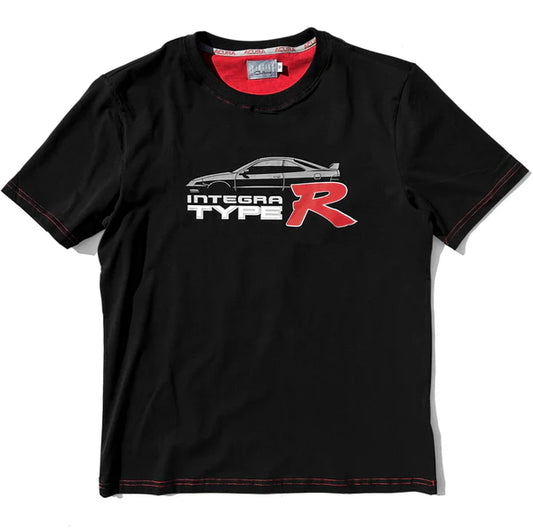 Black t-shirt with 'Integra Type R' graphic on a white background