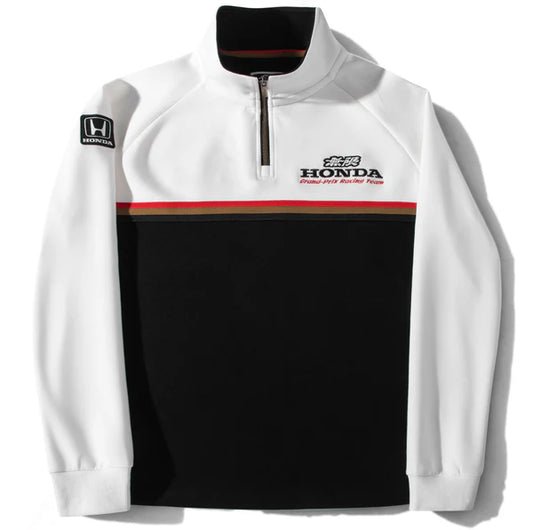 White and black jacket with Honda logo on a white background