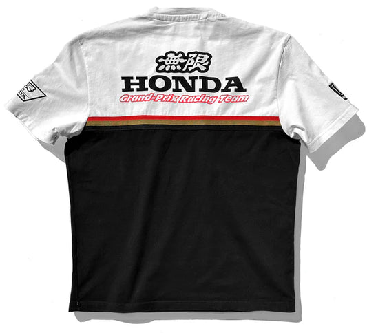 White and black shirt with Honda Grand Prix Racing Team logo on a white background