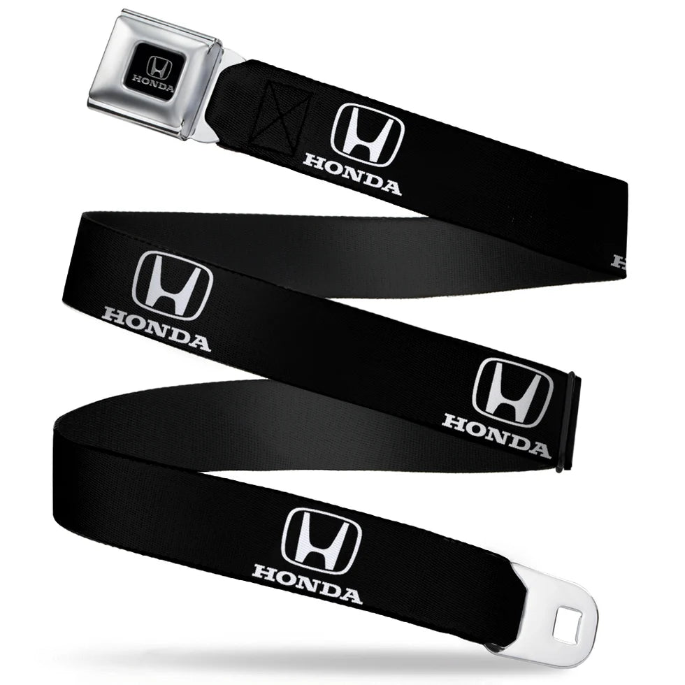 Honda Seatbelt Belt - Honda Logo Black/White Webbing - Buckle-Down