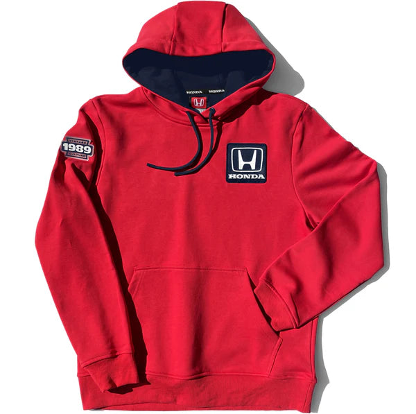 Red hoodie with Honda logo on a white background
