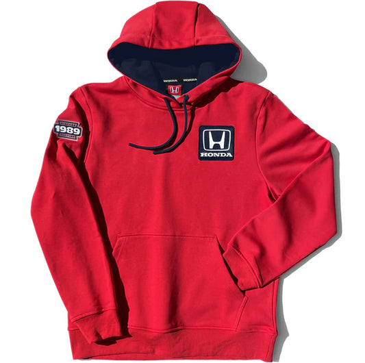 Red hoodie with Honda logo on a white background