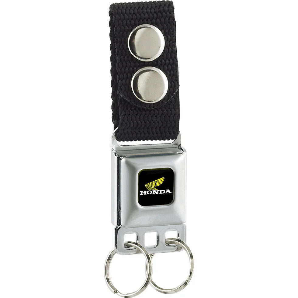 Keychain - HONDA Motorcycle Full Color Black Yellow White - Black Webbing -Buckle-Down